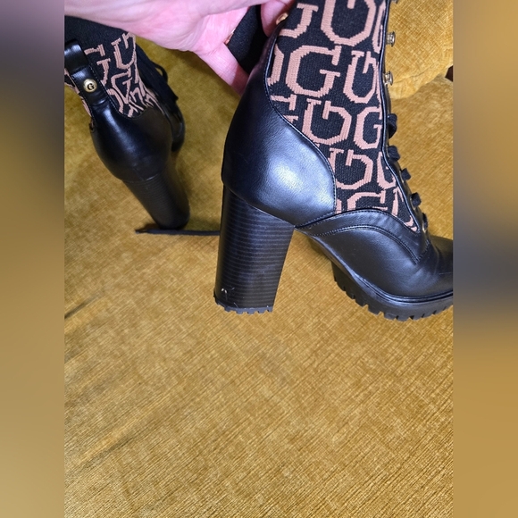 Guess Black and Brown Heeled Boots - Picture 5 of 9
